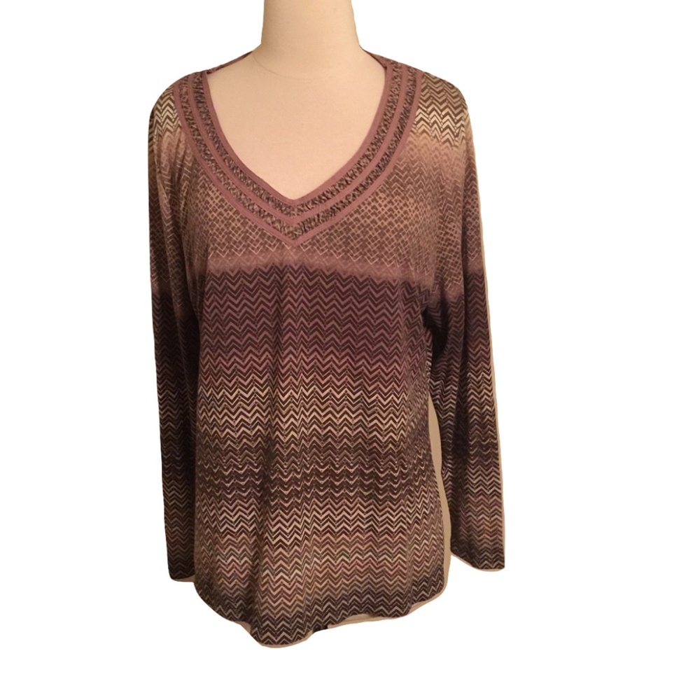 Liz & Co Long Sleeve V Neck Top Size XL